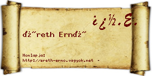 Éreth Ernő névjegykártya
